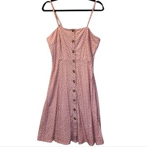 🆕️!NWOT  Pink & White Polka Dot,  Stretch, Flowy Midi Dress✨️Size M